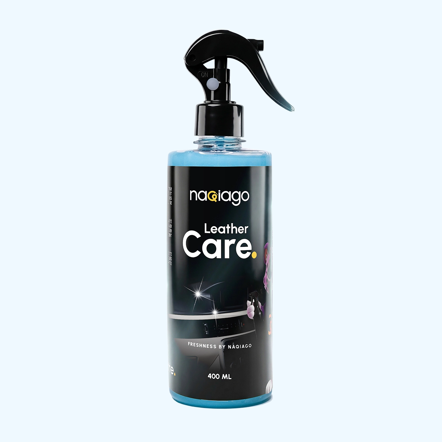 Flacon Leather Care – crème soin cuir voiture sièges tableau de bord